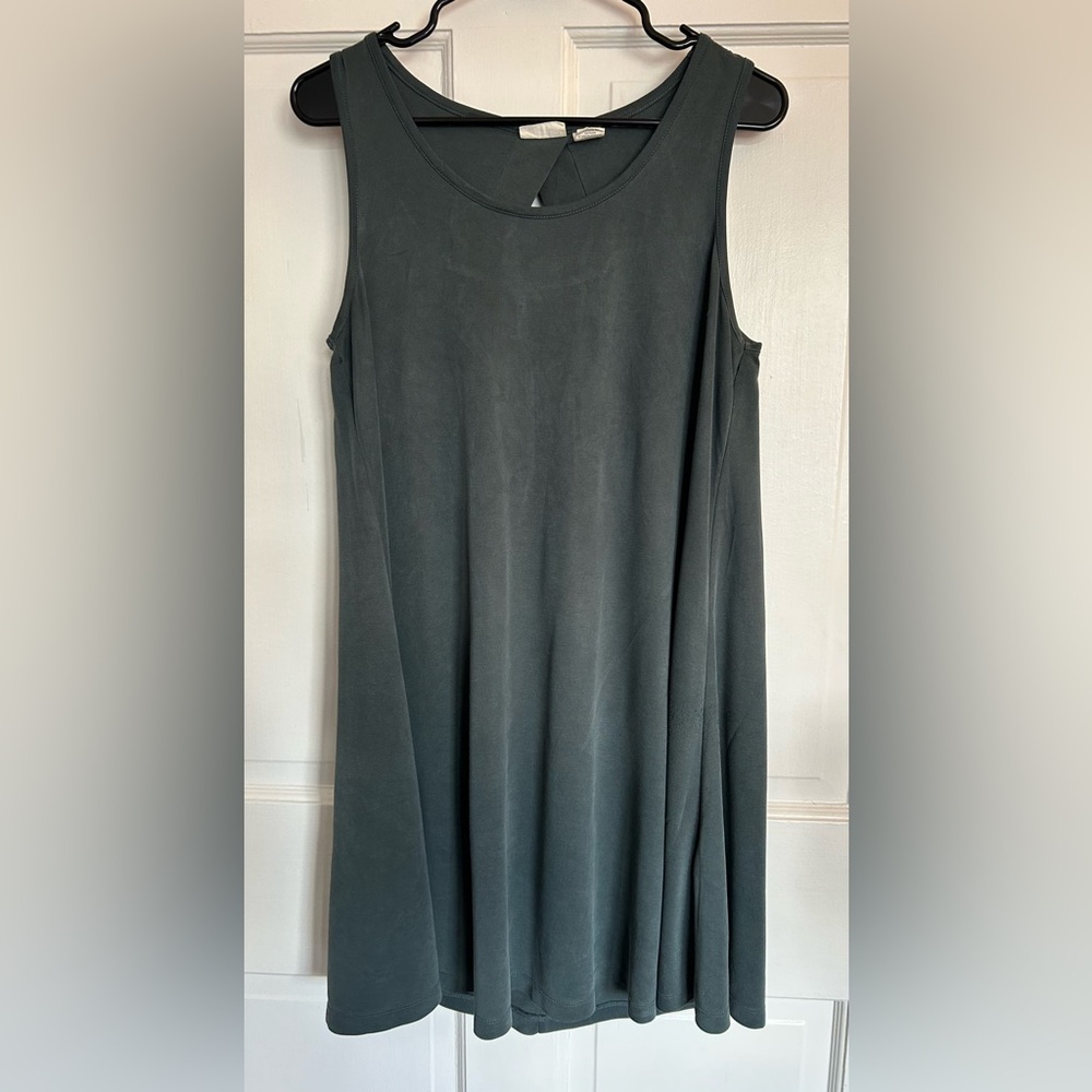 Dark Grey Green Sleeveless Midi Dress Sz M Twist Back EUC SIGRED OLSEN
